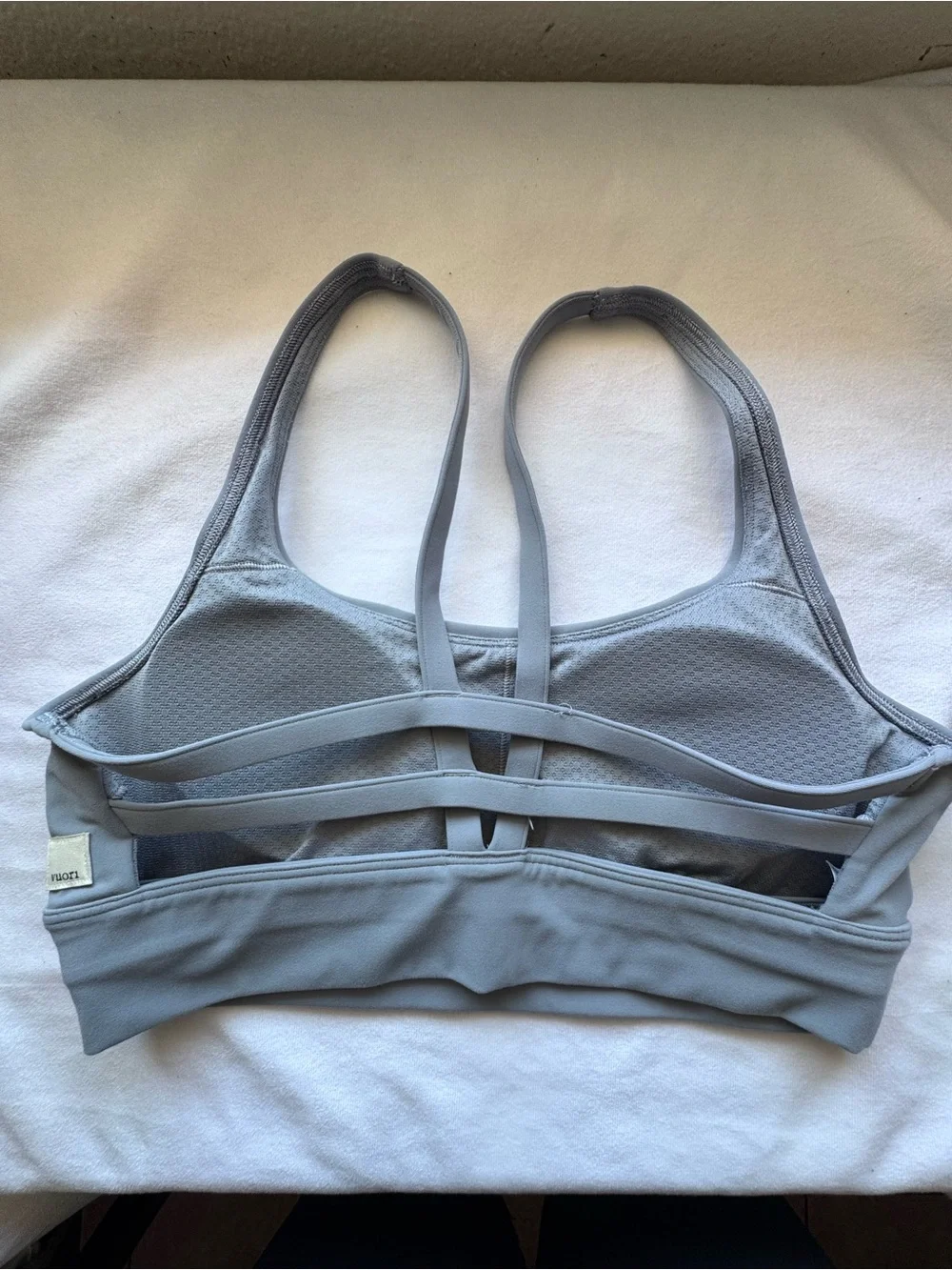 Vuori Light Gray Scoop Sports Bra